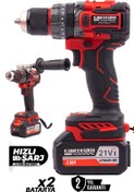 Resim KİMMEER PLUS 21v Çift Akülü Vidalama Çelik Mandren Kömürsüz Motor Darbeli Şarjlı Matkap 