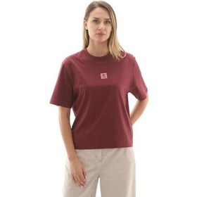 Resim Timberland Stack Logo Short-Sleeve Tee Kadın T-Shirt Bordo 