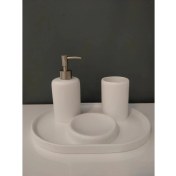 Resim Selim Dekor 4 Parça Banyo Seti Victoria Beyaz 