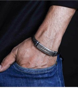 Resim Bk Gift Kişiye Özel İsimli Çelik Ve Deri Örme Metal Tasarım Erkek Bileklik, Arkadaşa Hediye, Sevgiliye Hediye, Erkek Aksesuar Hediyeleri Kobitmeyencom 