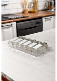 Resim 6'lı Şeffaf-lego Standlı Cam Baharatlık Seti Gümüş Kapaklı Beyaz Etiketli Baharatlık-mh03slvr06 Beyaz - Şeffaf 