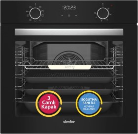 Resim Simfer 8215 10 Fonksiyon Airfry Siyah Cam Ankastre Fırın Dijital 