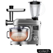 Resim icotech Sm50 Gümüş 2000w 6,5 Lt Ekranlı Hamur Mayalama Kıyma Çekme Blender Stand Mikser Mutfak Şefi 