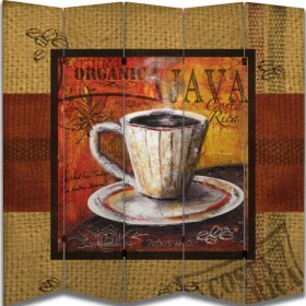 Resim Kafe Temalı Özel Tasarım Paravan Room Divider 180 x 200 cm 