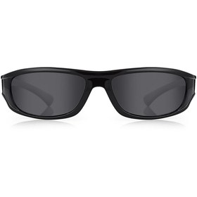 Resim Kinary Bisiklet Güneş Gözlüğü Siyah Parlak Çerçeve Beyaz Sap Siyah Cam 3007 