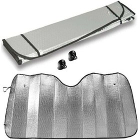 Resim Araba Ön Cam Güneşliği Balonlu Metalize Parlak Alüminyum Katlanabilir Oto Güneşlik (130x60cm) 