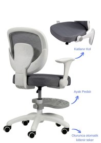 Resim Drift Arya Çocuk Çalışma Sandalyesi Ayak Pedallı Gri 