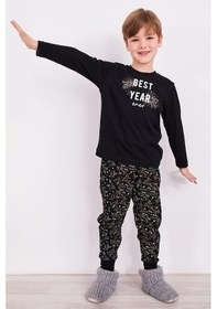 Resim Arnetta 2302 Best Year Energy Erkek Çocuk Uzun Kol Pijama Takım Siyah 