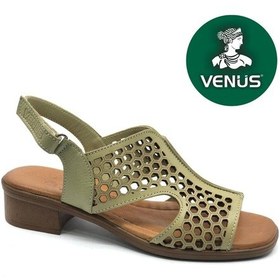 Resim Venüs Nimbatik Hakiki Deri Comfort Ortopedik Kadın Sandalet Yeşil 