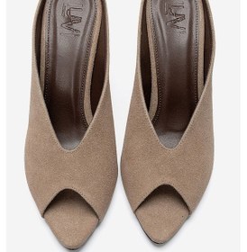 Resim Luvishoes Pelına Vizon Süet Kadın İnce Topuklu Terlik 