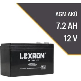 Resim Lexron 7.2AH-12V Kuru Tip Akü 