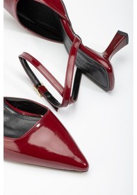 Resim St-004 Bordo Rugan Günlük 7 Cm Topuklu Bayan Ayakkabı Bordo 