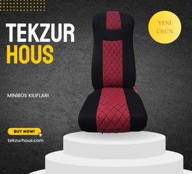 Resim Minibüs Geçme Kılıflar (Universal) - Kırmızı / 18 Yolcu + 1 Şoför = 19 Koltuk (18+1) 