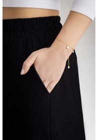 Resim So Chic Minimal İkonlar 18 Ayar Sarı Altın Kaplama 20 CM Gümüş Minimal Bileklik 