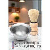 Resim Belle Fusion BFS Alüminyum Tıraş Tası Ahşap Tıraş Fırçası Seti - 