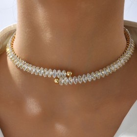 Resim Luxury zirconia Copper Necklace 18K Gold Plated Banquet Decor Fine Jewelry For Women 