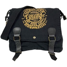 Resim Old Cotton Cargo Vintage Salaş Kaliteli Unisex Günlük Gezi Kamp Okul Postacı Omuz Çantası San Diego 32 Cm X 25 Cm Siyah 