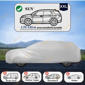 Resim Breen SUVlarla Uyumlu Gri - XXL Araba Branda, Oto Örtüsü (Araç Uzunluğu 4.70m-4.85m Arası) 