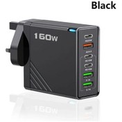 Resim 160w Çok Bağlantı Noktalı Usb Şarj Aleti Hızlı Şarj Tipi C Telefon Şarj Uk Black 1 Adeat 