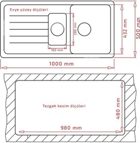 Resim Ukinox Valente D-150L 1.5 Göz Hazne Granit Eviye 