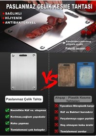 Resim Paslanmaz Çelik Kesme Tahtası-antibakteriyel-ayaklı-patentli-304 