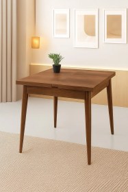 Resim Yanlardan Açılır Büyüyen Yemek Masası Ceviz 75 x 80 CM Sadece Masa 