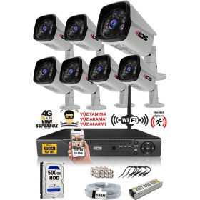 Resim Ids - 7 Kameralı 5 Mp Sony Lensli 1080P Full HD Güvenlik Kamerası Sistemi - Cepten İzle - 500 Dış 