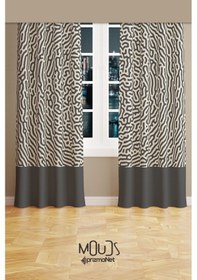 Resim Alley 2 Desenli Süet Oturma Odası Salon Fon Perde Baskılı Ekstrafor Büzgü 2 Kanat Prd-1078 Çok Renkli 