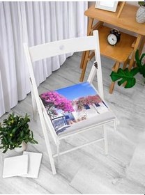 Resim RealHomes Mor Sarmaşık Desenli Dijital Baskılı Fermuarlı Sandalye Minderi, RH-Frm769 