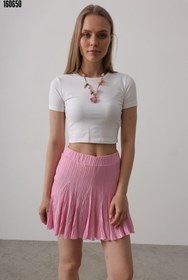 Resim Beli Lastikli Mini Etek Pembe 