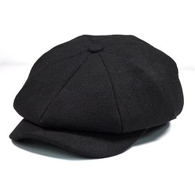 Resim Ingiliz Kasket Dökümlü Standart Kışlık Yün Peaky Blinders Kasket Arkası Lastikli Siyah 