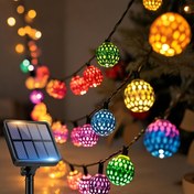 Resim Outdoor Güneş Enerjili Fas Topu Işıkları, 30/20 LED Renkli Noel Aydınlatması, Yılbaşı, Cadılar Bayramı, Bağımsızlık Günü, Parti, Düğün, Bahçe, Kamp, Dans ve Doğum Günü Dekorasyonu 