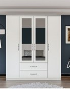 Resim Metalia Gm0035 Esil 4 Kapılı 2 Çekmeceli Aynalı Gardrop Dolap Beyaz 