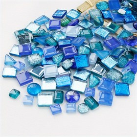 Resim 100g Paket Mavi Iridesan Kristal Cam Mozaik Karolar - Takı Yapımı & Dekorasyonlar için DIY El Sanatları Malzemeleri, DIY El Sanatları Malzemeleri 