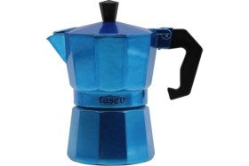 Resim Feyza Design Mavi Alüminyum Moka Pot 6 Fincan, Şık ve Pratik Kahve Demleme Aracı 