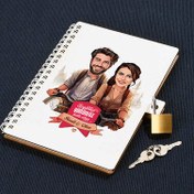 Resim Bisikletteki Aşıklar Çiftlere Özel Karikatürlü Kilitli Defter 