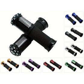 Resim Elmpaly Yeşil Motosiklet Tutma Sap Seti, Sentetik Kauçuk, Alüminyum Alaşım Gaz Kolu, Evrensel 