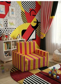 Resim Çocuk Koltuğu Komple Sünger Katlanabilir Yataklı Minder Yatak 0-4 Yaş Sarı Kırmızı Taraftar Desen Standart 