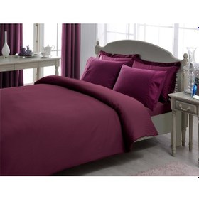 Resim Taç Stripe Premium Basic Nevresim Takımı Mürdüm 