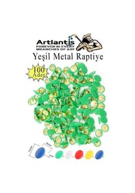 Resim Yeşil Raptiye 100 Adet 1 Paket Renkli Pvc Kaplı Başlıklı Raptiye Plastik Yuvarlak Düğmeli Raptiye Pano Okul Ofis Büro 