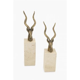Resim Ornedeer Dekoratif Geyik Obje Set Traverten Mermer 