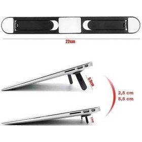 Resim 2 Kademeli Katlanabilir Ve Yapışkanlı Laptop Standı Siyah Cm-438 