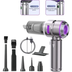 Resim Beauty Vogue Araç Içi Süpürge 4ın1 20.000 Pa Emiş Güçlü Üflemeli Şarjlı Mini Araba El Süpürgesi HL121 Pro 