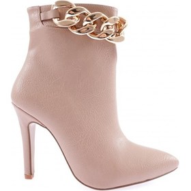 Resim Dgn 4250 Kadin Sivri Burun Metal Burgu Bantli İnce Topuklu Bot 4250-2136-R13316 Ten Rengi 