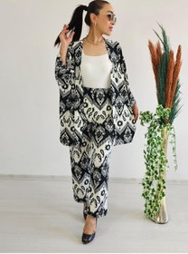 Resim 6 butik altı üstü butik Tam Bel Boru Paça Desenli Kimono Takımı 