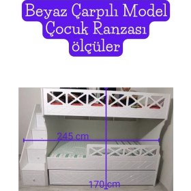 Resim Mürsel Beyaz Çarpılı Model Çocuk Ranzası 