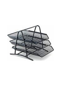 Resim Kraf Perfore Evrak Rafı Metal 3 Katlı 460g Siyah 