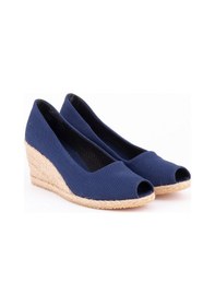 Resim Star Tombis Gerçek Elişi Burnu Açık Dolgu Topuk Lacivert Keten Hasır Ayakkabı Handmade Lacivert 
