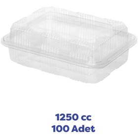 Resim TiriStore Tiri Store Kapaklı 1250 cc Yüksek Kapak Sızdırmaz Plastik Kap 100 Adet Şeffaf 