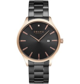 Resim Obaku Denmark V266gdvbsb-dd Quartz Çelik Siyah Safir Cam 42 Mm Erkek Kol Saati Rose Gold 
